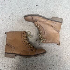 Tan Brown Lace-up Combat Boots